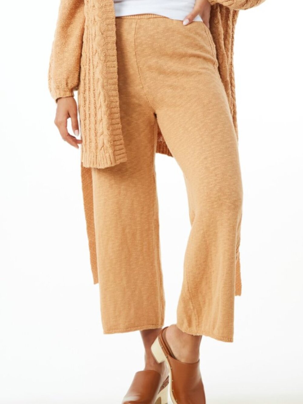 Spell & The Gypsy Yellowstone Knit Pants Caramel Medium Cable Knit Cotton EUC - Picture 5 of 12